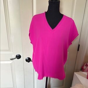 Pink Sleeveless Boxy Blouse with V-Neckline